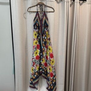 MWT Forever 21 Vibrant Floral Handkerchief  Hem Halter neck Dress SizeM